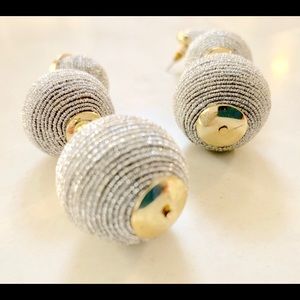 Stylish Silver Three-Ball Dangle Earings